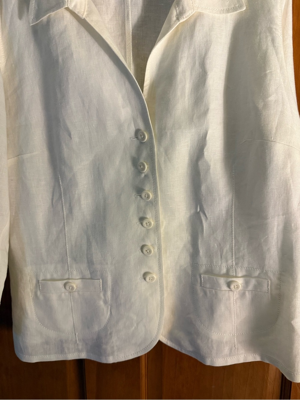 Talbot’s petite 14. Cream Button-Front Linen Jacket - Picture 2 of 6